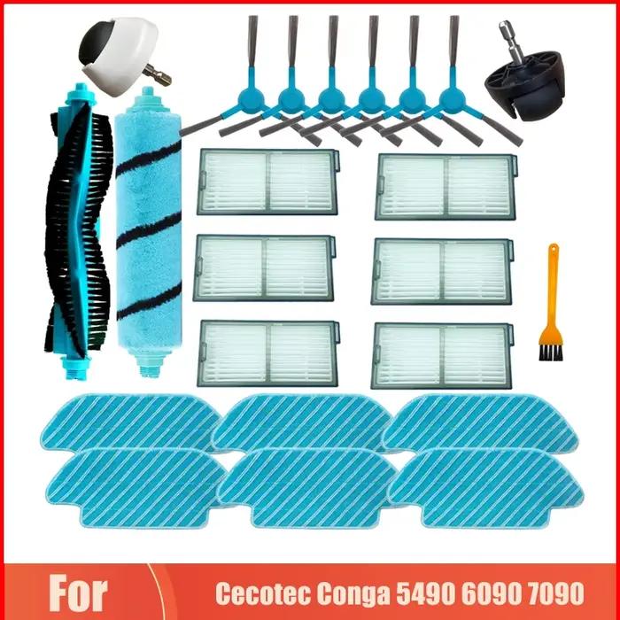 Filtre Hepa pour aspirateur robot Cecotec Conga 5490 6090 7090, brosse à rouleau latéral/doux, roues