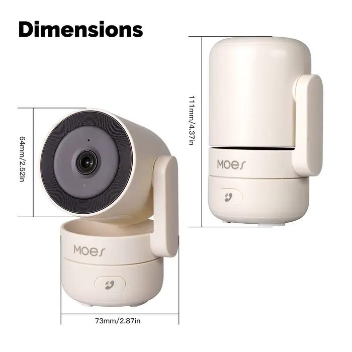 Caméra de sécurité intelligente MOES avec surveillance 360 degrés, vision nocturne claire, détection de mouvement et son, compatible avec Google Assistant, pour sécurité résidentielle et commerciale