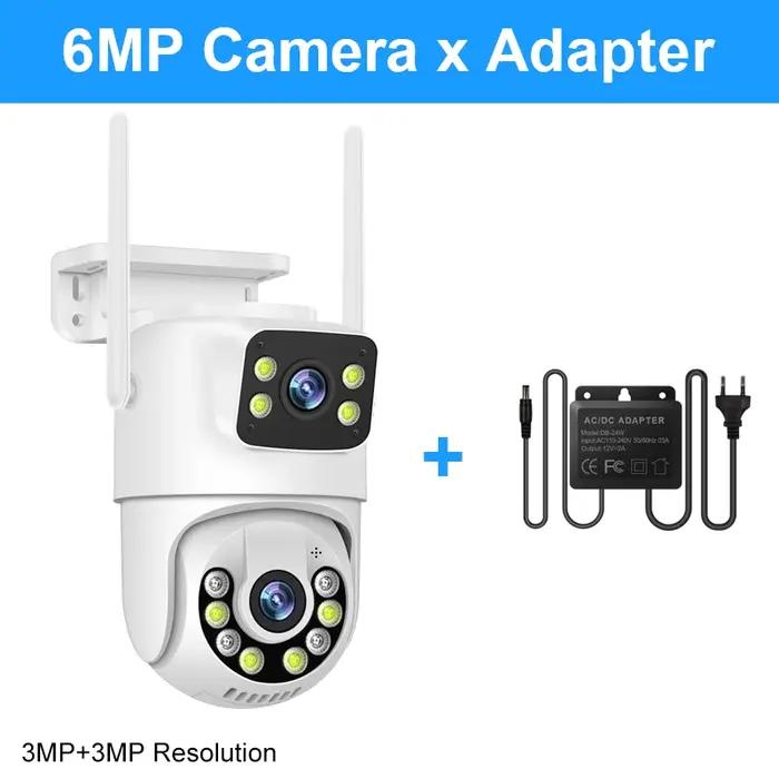 Caméra de surveillance extérieure PTZ IP WiFi HD 6MP avec suivi automatisé et double écran pour surveillance intérieure et extérieure à offrir pour la sécurité de la maison et du jardin occasions spéciales