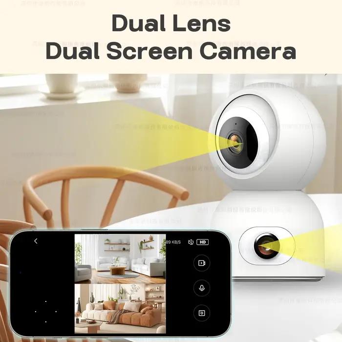 Caméra de sécurité IP PTZ intérieure Tuya 4K 8MP à double objectif 5G WiFi
