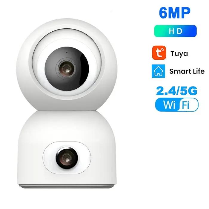 Caméra de sécurité IP PTZ intérieure Tuya 4K 8MP à double objectif 5G WiFi