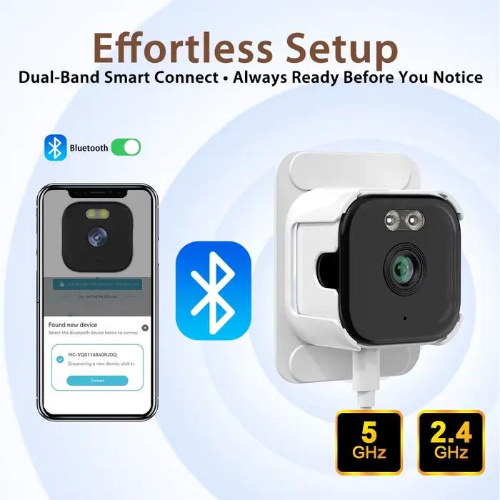 O-Kam Pro 5MP double bande Mini caméra IP fenêtre sans fil Installation facile réseau sécurisé lumière noire vision nocturne détection de mouvement