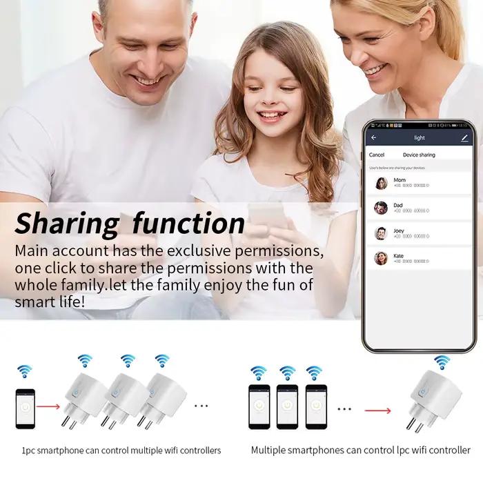 Prise intelligente WiFi Tuya 16A FR avec surveillance de la consommation d'énergie, minuterie et compte à rebours, compatible avec l'application Smart Life, Alexa et Google Home