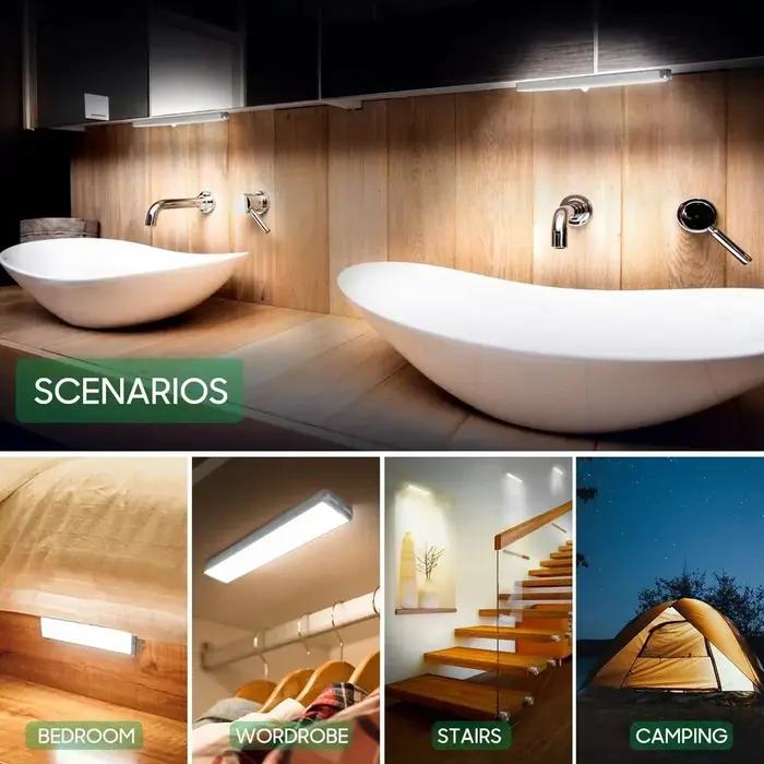 Lampe LED rechargeable par USB avec capteur de mouvement ABS pour cuisine ou garde-robe lumineuse et sécurisée à intensité variable