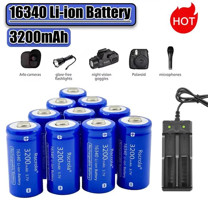 Batterie rechargeable Li-ion CR123A RCR 123 ICR 16340 3200mAh pour caméras de sécurité Arlo L70 batterie photo lithium 3V 37V sécurité domestique durable