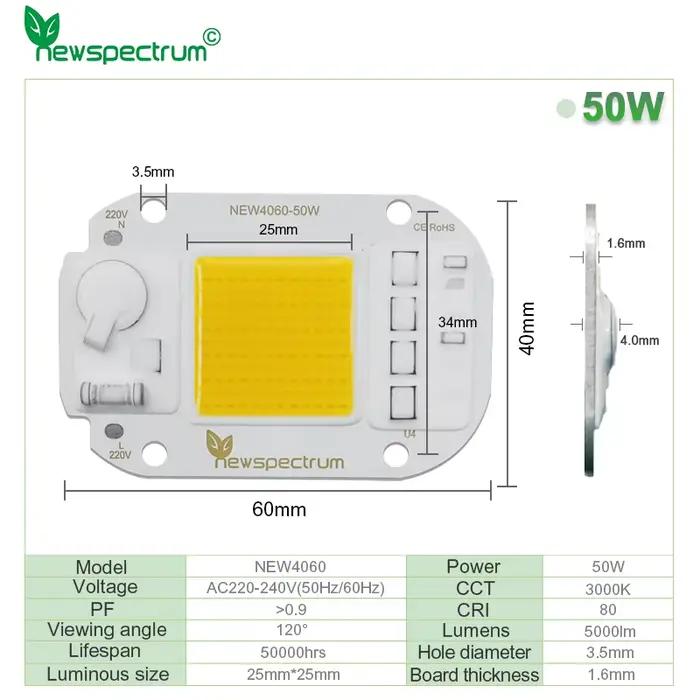 Puce LED COB 220V, Module 50W 30W 20W Natura, blanc froid et chaud, UV rose vert or bleu rouge pour