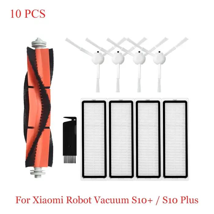 Pièces de rechange pour aspirateur robot Xiaomi S10+ en tissu et plastique, brosse latérale principale et filtre HEPA, assorties de couleurs variées pour une maison propre et élégante