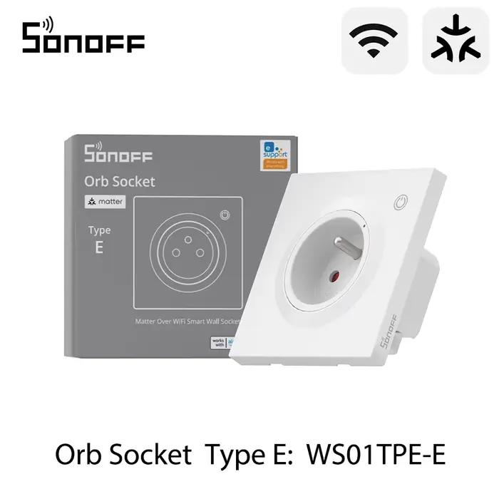 SONOFF WS01TPE-E Prise Murale Intelligente Wi-Fi EU Type E avec Suivi de Consommation Énergétique et