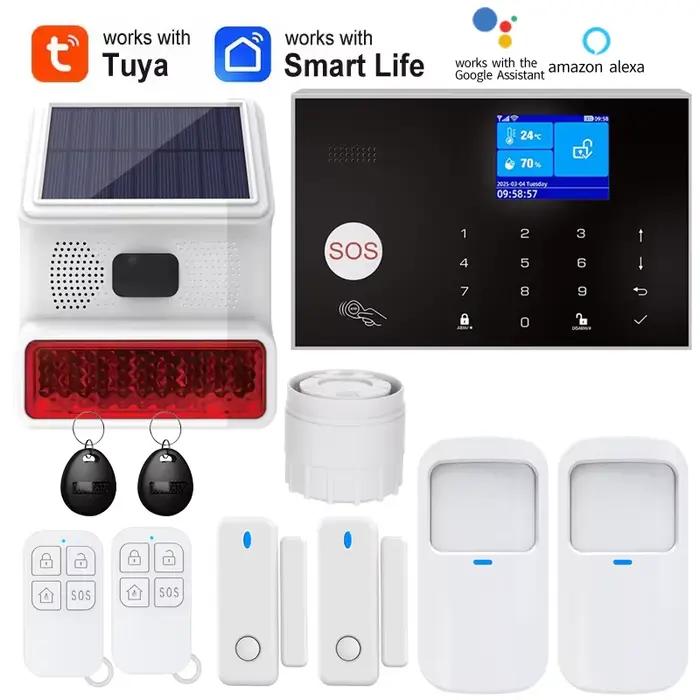 Sirène à énergie solaire Tuya App Wifi GSM système d'alarme maison sans fil sécurité antivol Kit