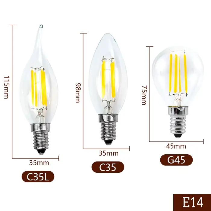 Ampoule LED 220V C35 A60 ST64 G80 G95 G125 lampe à LED E14 E27 lumière à Filament LED 2W 4W 6W 8W boule de verre