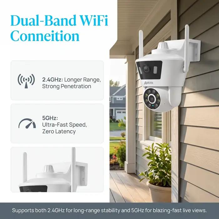 ANRAN 2K Surveillance Wifi caméra extérieure sans fil PTZ sécurité IP