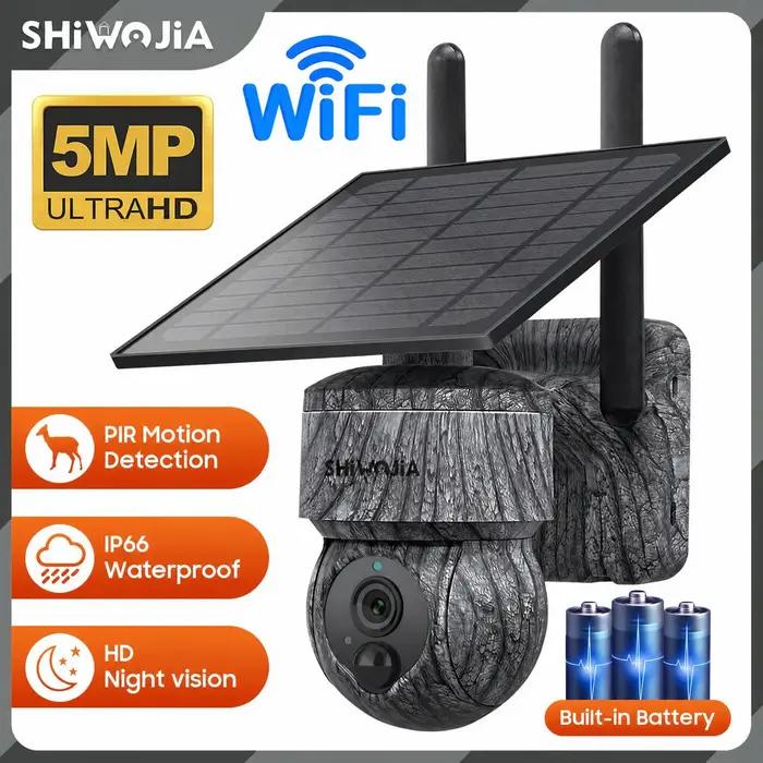 SHIWOJIA 4G Sim caméra solaire extérieure sans fil WiFi CCTV