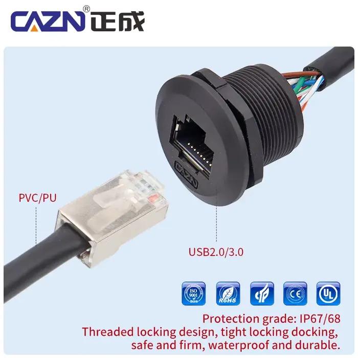 Prise EP RJ45 avant montée avec fil de 0.3M 0.5M 1M pour installation facile et sécurité maximale occasions domestiques et professionnelles