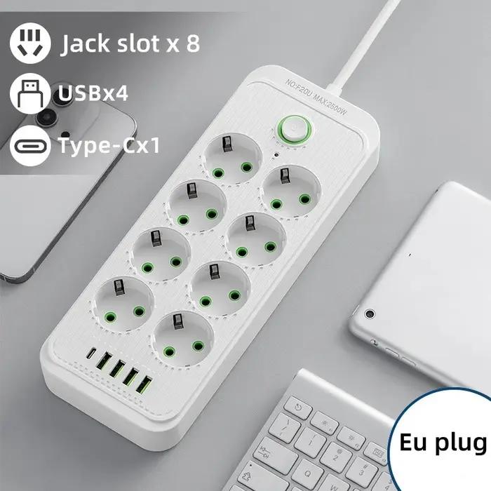 Prise électrique multi-ports EU avec 6/8 prises EU