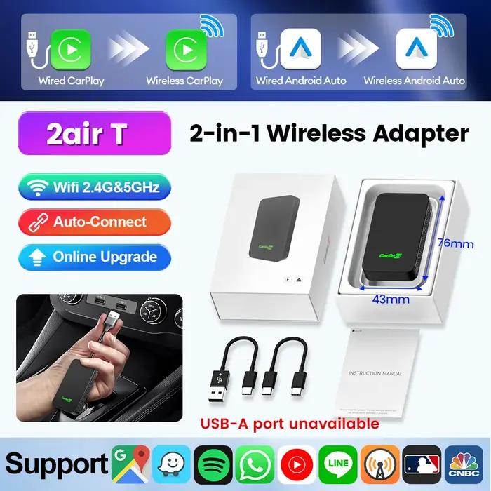 5.0 & CarlinKit 4.0 sans fil CarPlay Android Auto Waze musique Spotify