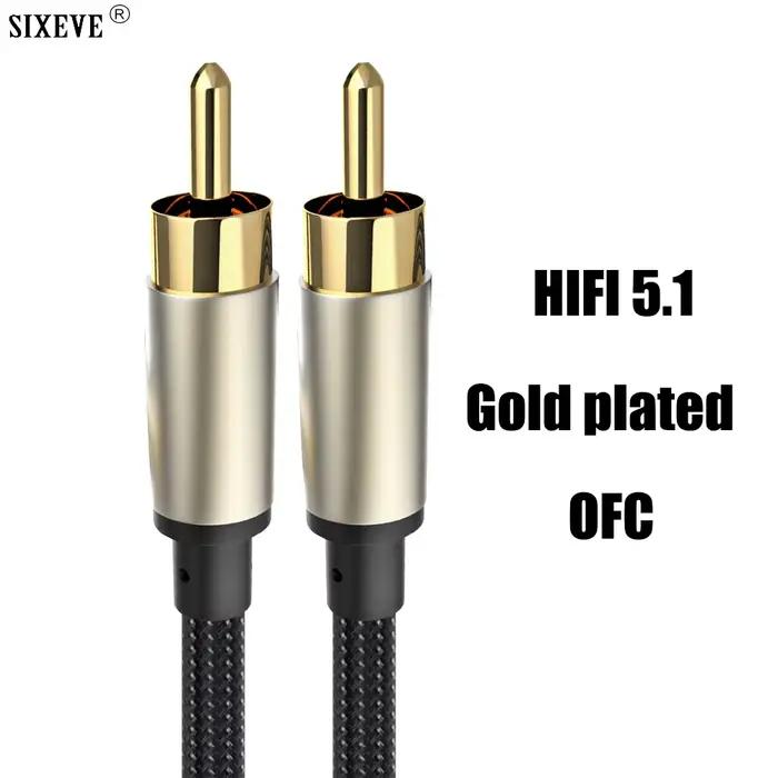 Câble coaxial SPDIF RCA vers RCA plaqué or pour amplificateur de caisson de basses console de mixage carte son boîtier TV PC de voiture prise phono stéréo HiFi 5.1