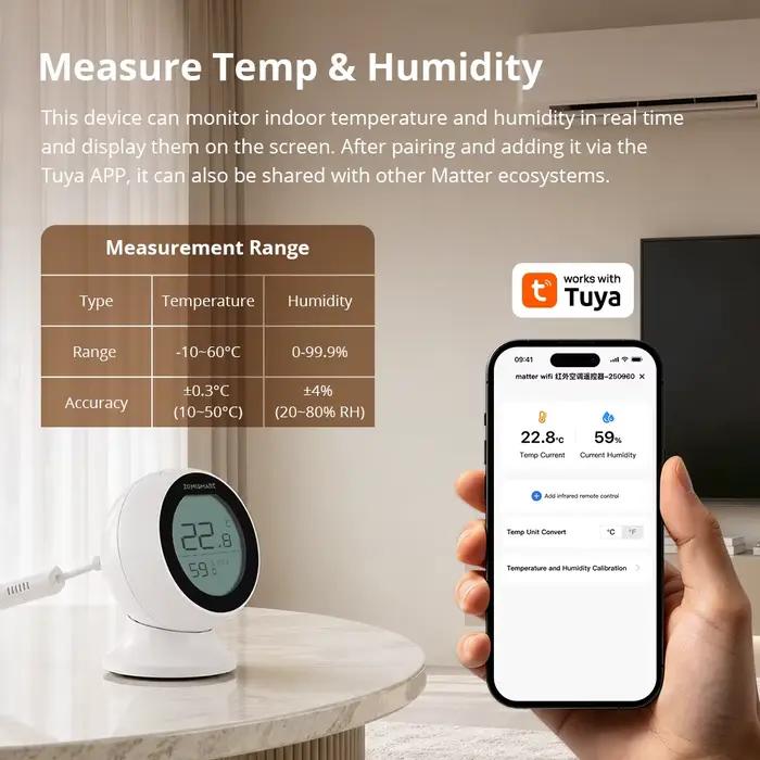 Thermostat WiFi IR avec capteur T&H intelligent pour climatiseur compatible HomeKit Google Home occasions spéciales à offrir