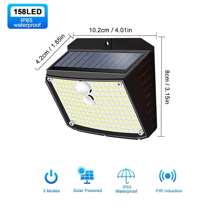 Lampes solaires à détecteur de mouvement 158 LED avec 3 modes d'éclairage