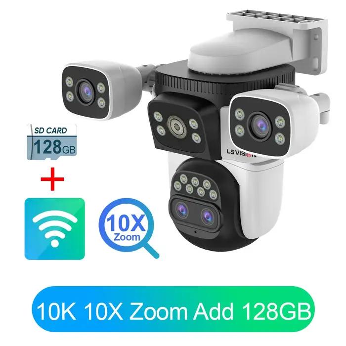LS VISION 20MP Wifi Caméra de Surveillance 10X Zoom 4 * Écrans En Plein Air Sans Fil Caméras de Sécurité 10k Détection Humaine Suivi Automatique