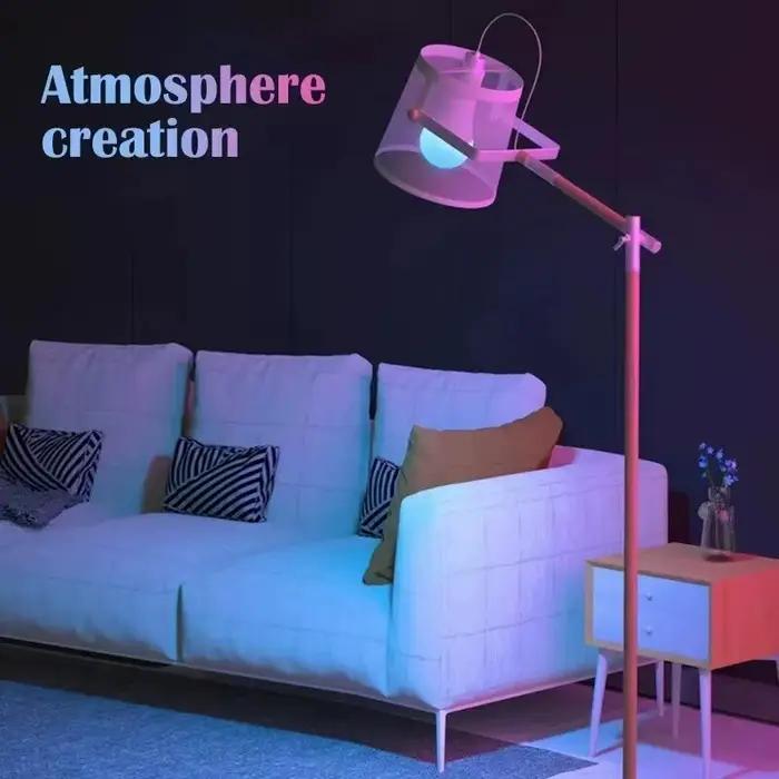 Lampe intelligente avec télécommande 24 touches lumière d'ambiance 16 couleurs ampoule RGB LED multicolore E27 éclairage domestique à intensité variable pour ambiance personnalisée occasions spéciales
