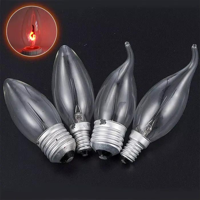 Ampoule de bougie à effet de flamme LED, éclairage de feu d'émulation Edison, décoration d'intérieur vintage, AC 220V, E14
