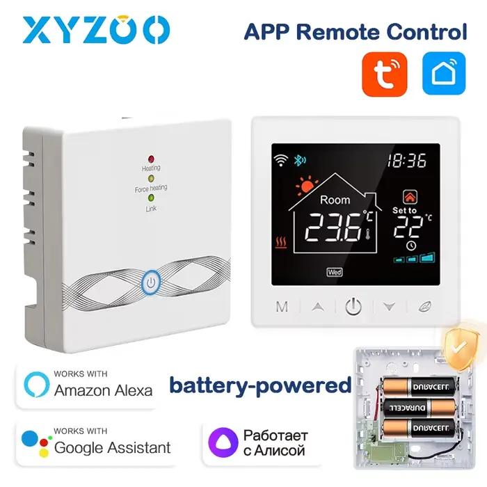 Thermostat sans fil intelligent RF433 pour chaudière à gaz, contrôle de température programmable avec Google Home et Alexa, design avant-gardiste pour confort thermique optimal occasions spéciales