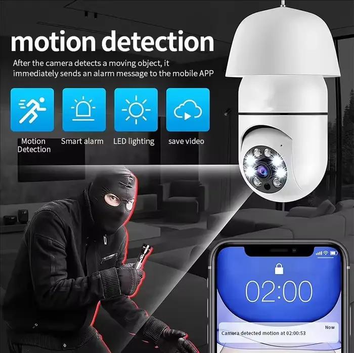 Caméra de surveillance extérieure E27 avec vision nocturne automatique couleur