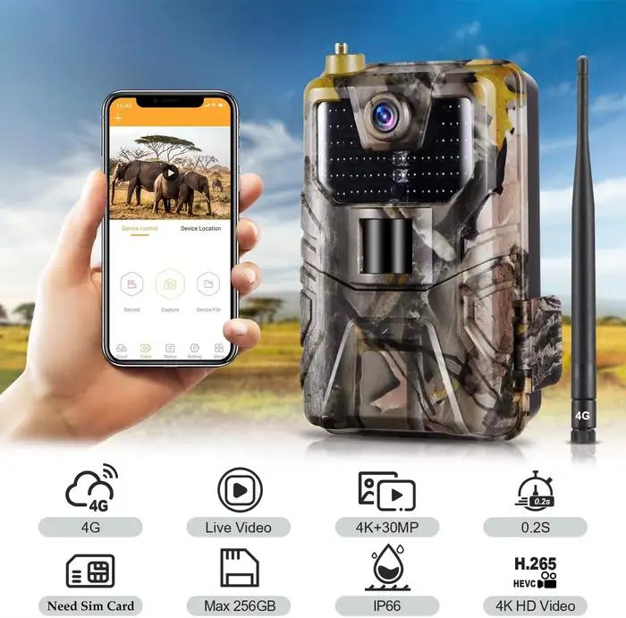 Caméra de chasse Suntek HC900PRO 4K 30MP 4G Cloud avec contrôle par application et vidéo en direct pour observation et surveillance de la nature