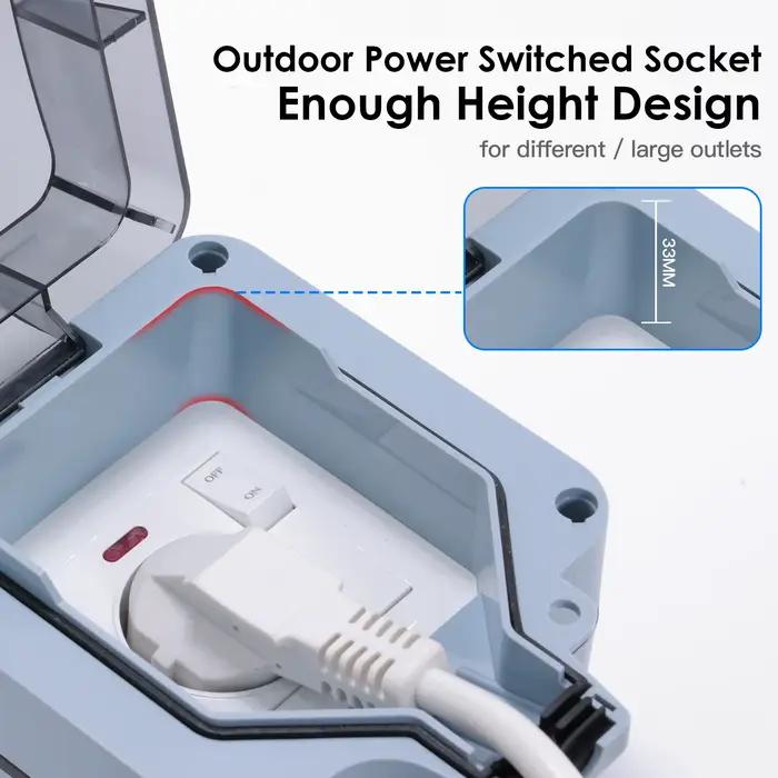 Prise murale électrique étanche IP66 BSEED pour jardin résidentiel blanc sécurisée et pratique pour usage extérieur