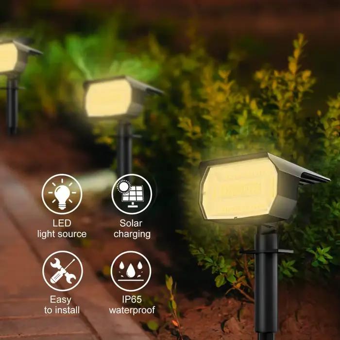 1/2/4 pièces Spot solaire 68/72 LED jardin extérieur solaire paysage projecteurs étanche 3 Modes app