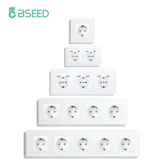 Prise murale électrique Bseed EU Russie 16A 4 couleurs verre trempé amélioration de l'habitat pour salon chambre cuisine salle de bain occasions spéciales