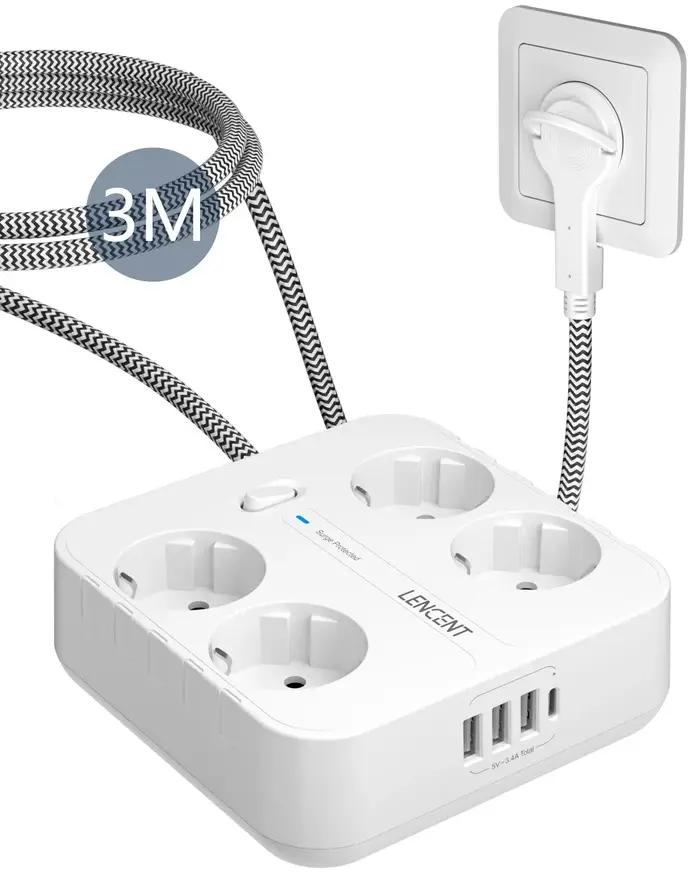 Multiprise EU Plug avec interrupteur pour la maison et le bureau