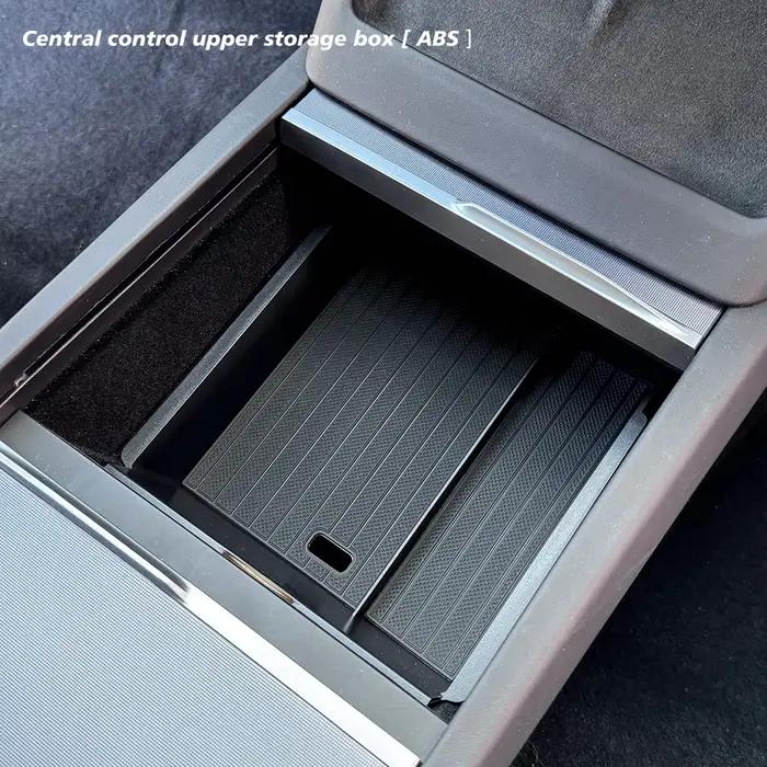 Boîte de rangement pour accoudoir TESY pour Tesla Y Juniper avec tapis antidérapant en silicone ABS et porte-gobelets pour rangement de console et organisation de voiture occassions spéciales
