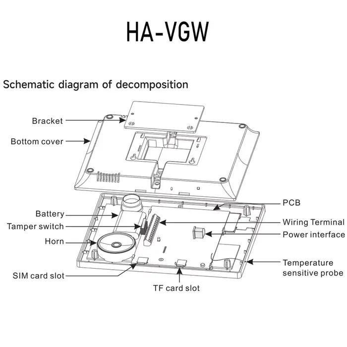 Système d'alarme antivol HA-VGW 433/868 MHz avec écran tactile WiFi GSM 4G