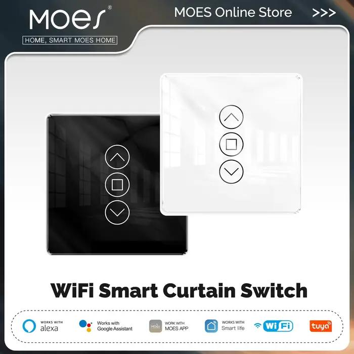 Interrupteur de Rideau Wi-Fi Intelligent 2.5D Arc Verre Écran Tactile Compatible avec Alexa Google Home Pour Contrôle de Stores Roulants Volets Occasions Spéciales Modernisation Maison Confort Technologie Avancée