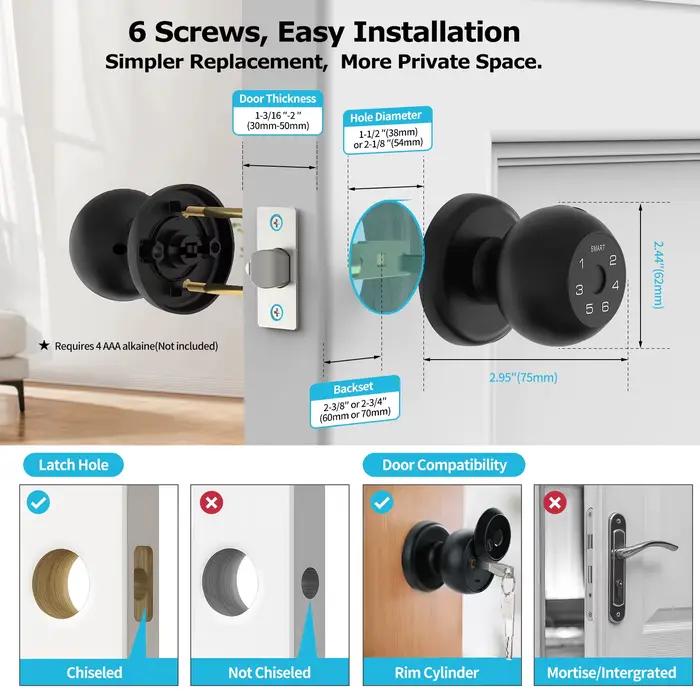 Serrure intelligente Viladepot à empreintes digitales avec application de contrôle pour porte intérieure en aluminium avec biométrie et clavier tactile pour sécurité maximale et design moderne