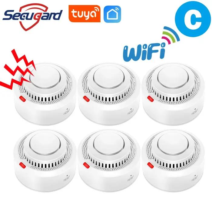 Détecteur de fumée SECUGARD Wi-Fi intelligent pour sécurité domestique, protection contre l'incendie, notification push, système de sécurité domestique pour maison, magasin, hôtel, restaurant, école, banque, bibliothèque, salle informatique et entrepôt