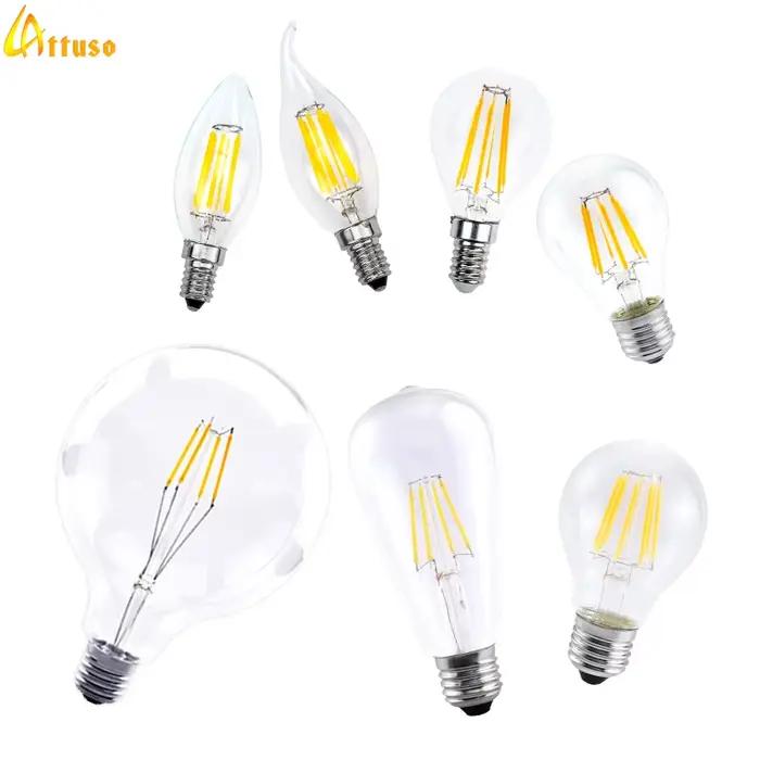 Ampoule LED 220V C35 A60 ST64 G80 G95 G125 lampe à LED E14 E27 lumière à Filament LED 2W 4W 6W 8W boule de verre