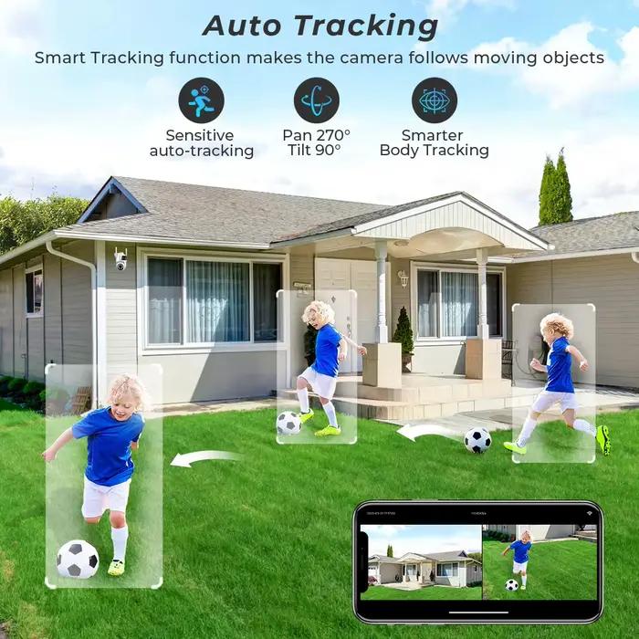 Caméra de surveillance extérieure PTZ IP WiFi 4K 8MP/4K avec double objectif et détection humaine pour sécurité résistante aux intempéries occasions spéciales