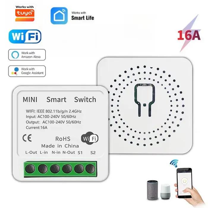 Interrupteur intelligent Wifi 16A, module d'interrupteurs d'éclairage pour maison intelligente, cont