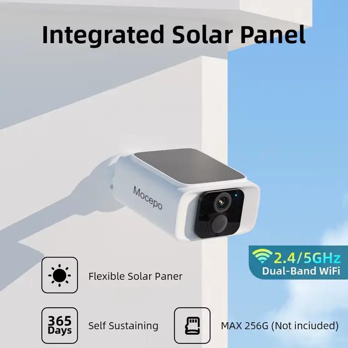 Caméra de sécurité solaire 2K 4MP sans fil pour extérieur résolution 2K 4MP alimentation solaire surveillance continue pour maison et propriété