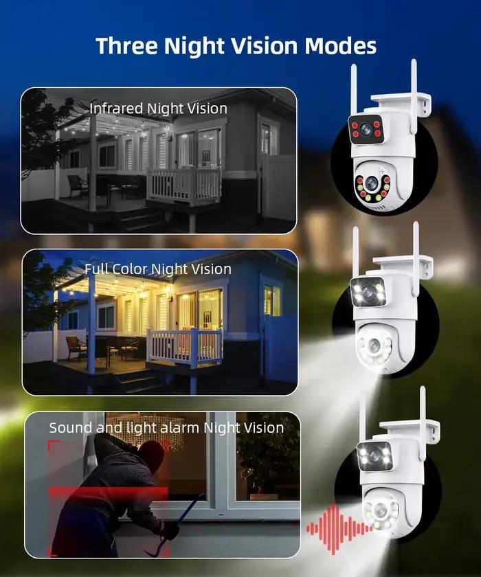 Caméra IP de sécurité sans fil extérieure 4K 8MP HD double objectif externe Wifi PTZ