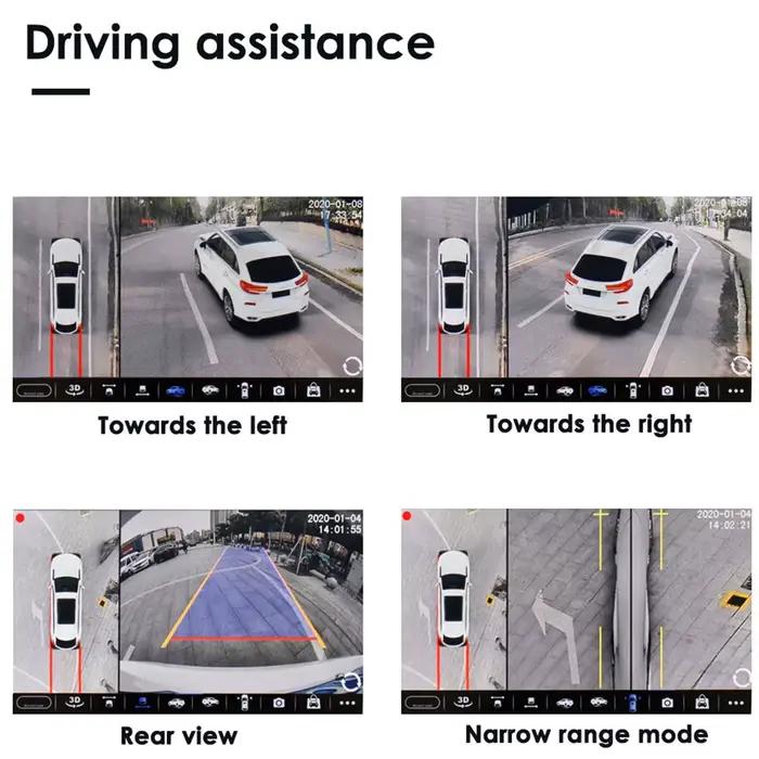 AHD 1080P 8K 360 degrés objectif doré caméra de voiture vue Surround HD droite + gauche + avant + système