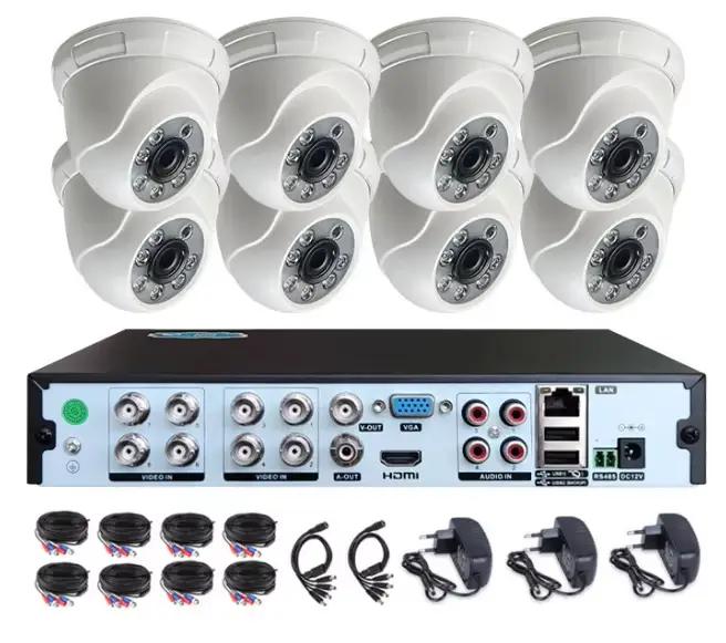 Système de sécurité domestique CCTV VMS intérieur 4ch 8ch 2MP 5MP AHD avec caméra analogique, kit DV