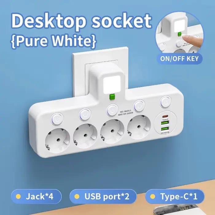 Prise de courant ue 5 prises avec ports usb type-c pour usage general et résidentiel occasions spéciales transformations maison