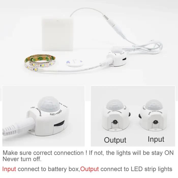 Capteur de mouvement de bande LED à batterie 2M 3M 4M 5M bande LED PIR 5V SMD 2835 éclairage de ruba