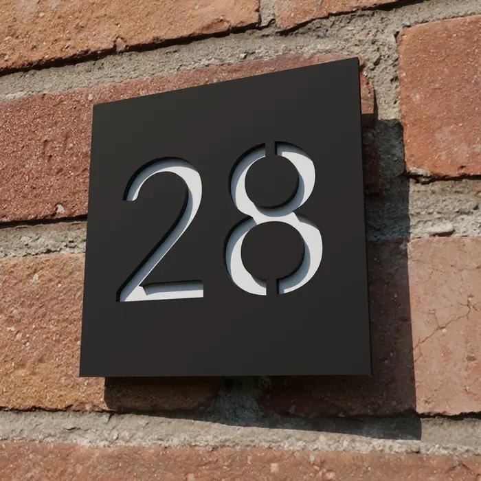 Panneau de chiffres de maison en acrylique gris moderne, avec lettres 3D, Design personnalisable, Pl