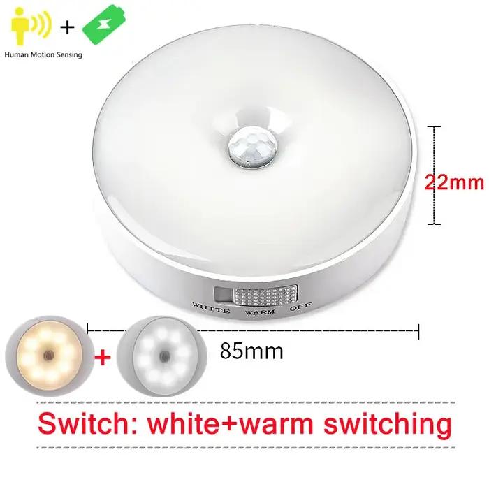 Capteur de mouvement lumière Led USB veilleuses lampe Rechargeable pour chambre escalier couloir garde-robe placard éclairage