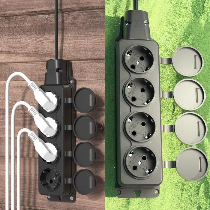 Prise extérieure étanche 2 pièces pour jardin résistante aux intempéries avec classe IP54 pour usage général et sécurité maximale
