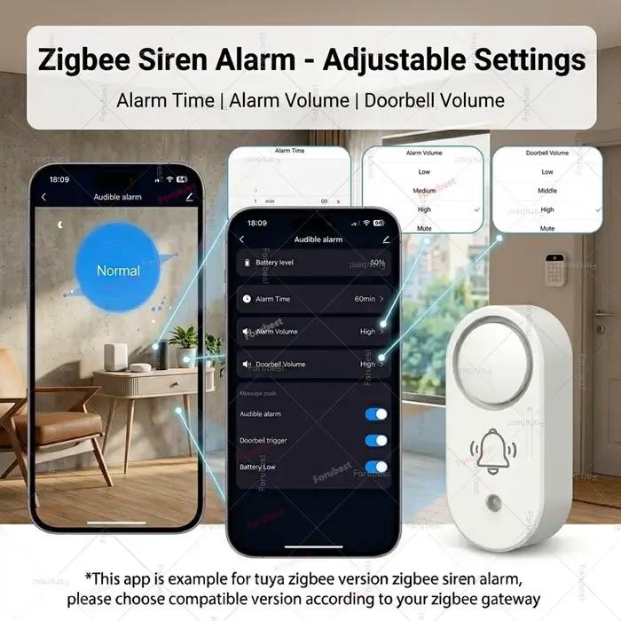 Sirène d'alarme intelligente Zigbee